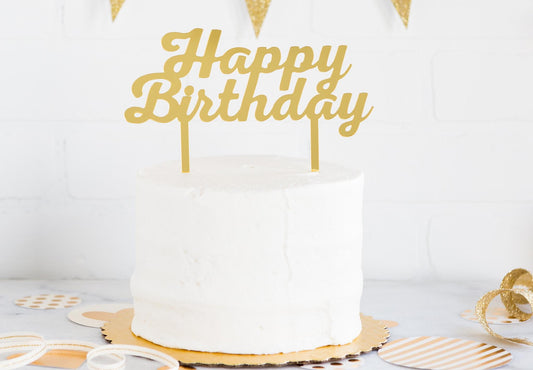 Happy Birthday Acrylic Gold Cake Topper
