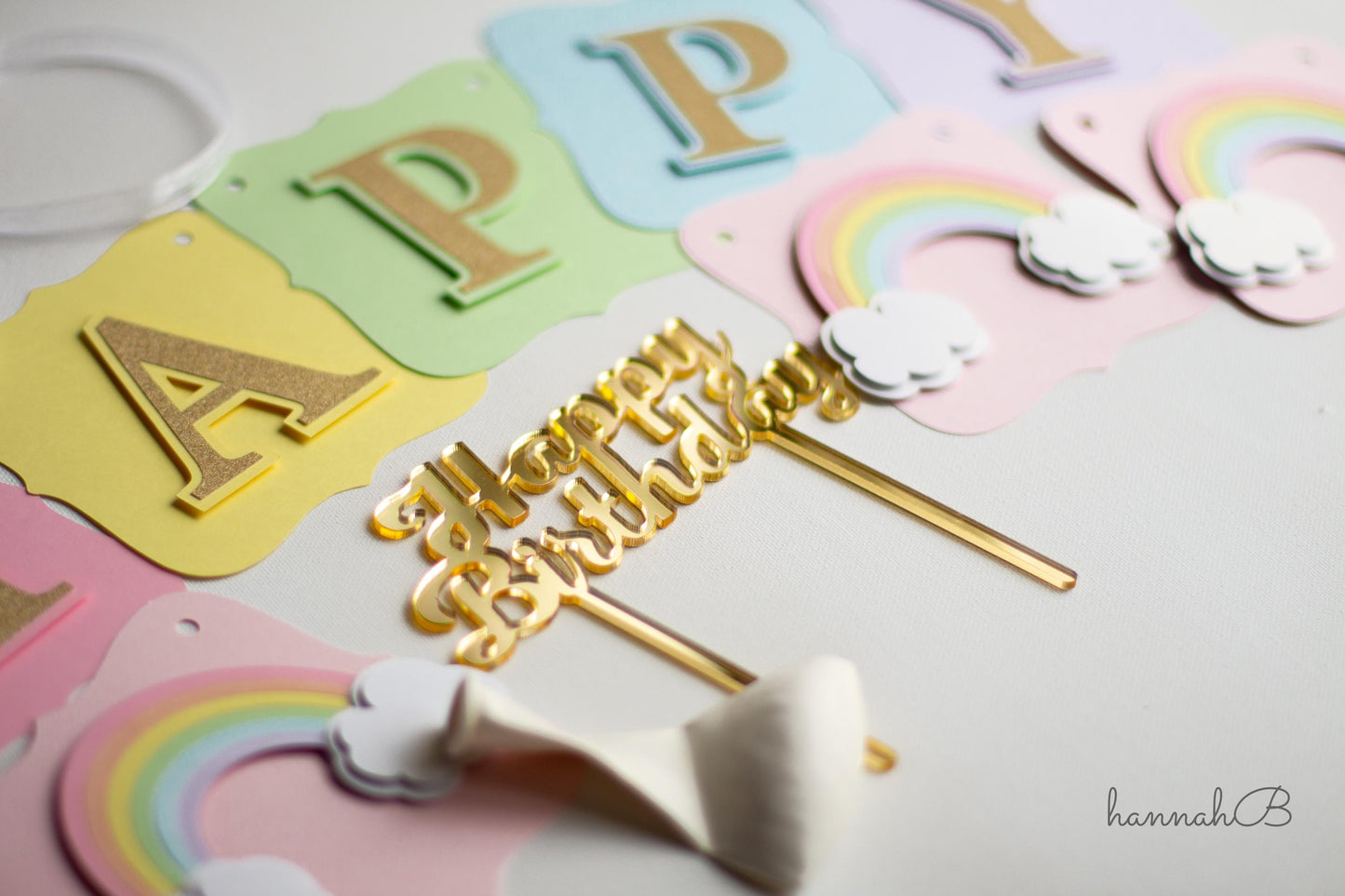 Happy Birthday Acrylic Gold Cake Topper