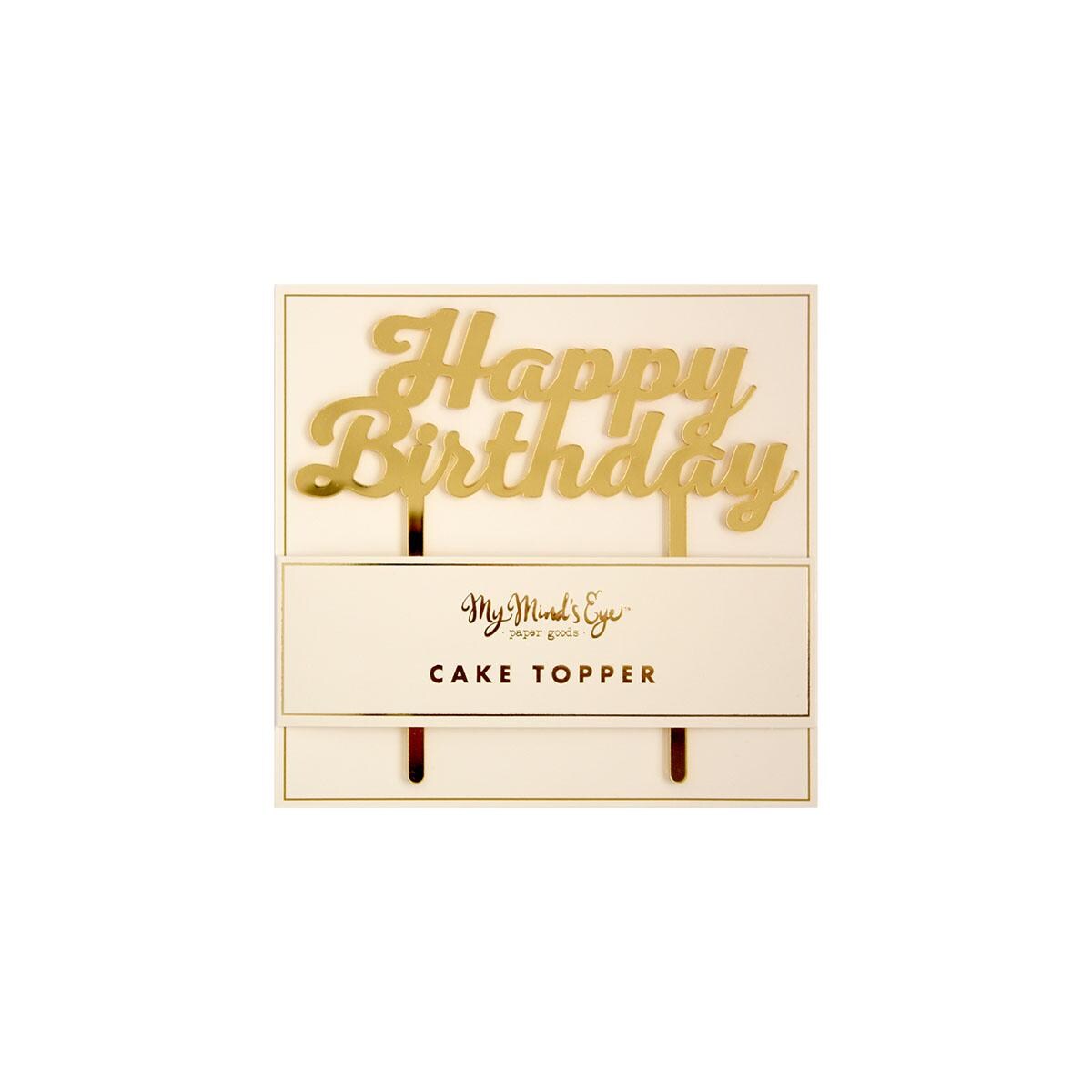 Happy Birthday Acrylic Gold Cake Topper